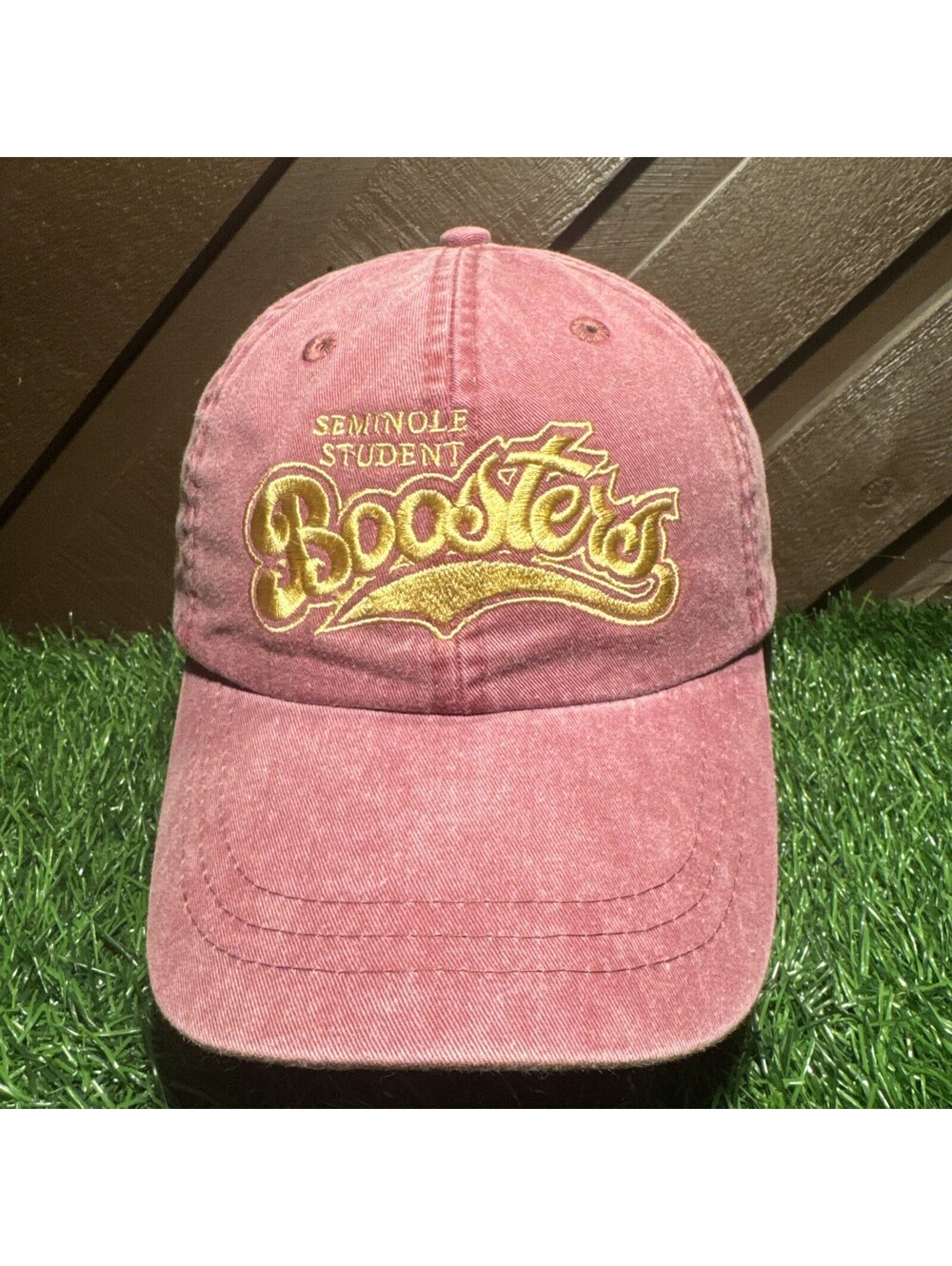 Vintage Adams FSU Seminole Student Boosters Hat Garnet Leather Strapback Cap